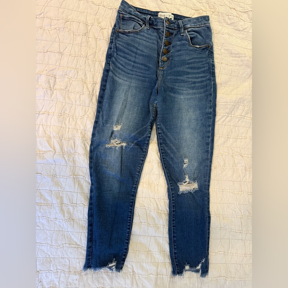 Abercrombie & Fitch High Rise Blue Distressed Jeans